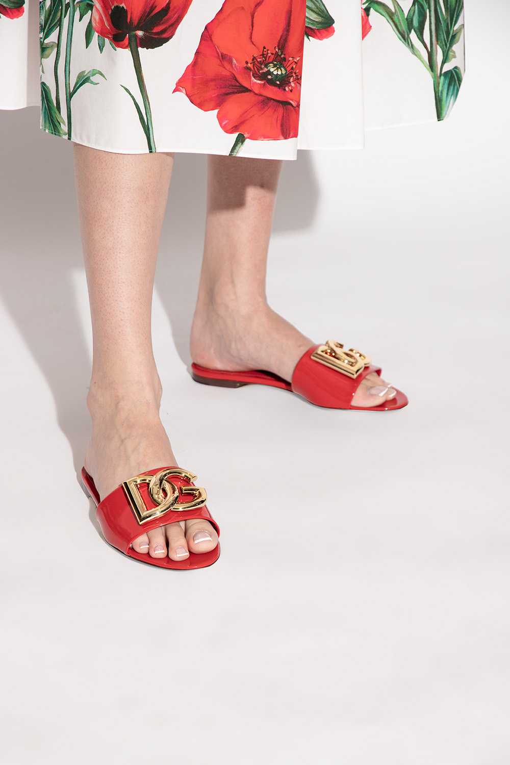 Dolce & Gabbana 'Bianca' glossy slides | Women's Shoes | Vitkac